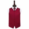Burgundy Plain Satin Wedding Waistcoat and Tie Set