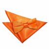 Burnt Orange Plain Satin Bow Tie and Pocket Square Set