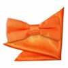 Burnt Orange Plain Satin Bow Tie and Pocket Square Set for Boys