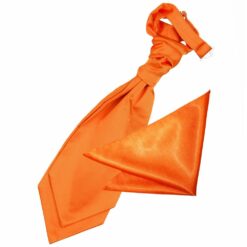 Burnt Orange Plain Satin Wedding Cravat and Pocket Square Set for Boys