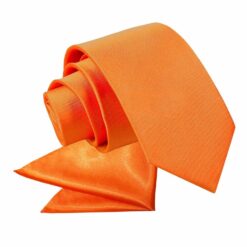 Burnt Orange Plain Satin Tie and Pocket Square Set for Boys