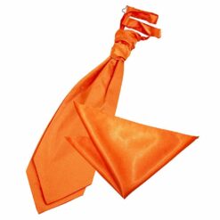 Burnt Orange Plain Satin Wedding Cravat and Pocket Square Set