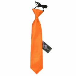 Burnt Orange Plain Satin Elasticated Tie For Boys