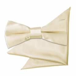Champagne Plain Satin Bow Tie and Pocket Square Set for Boys Champagne Plain Satin Bow Tie and Pocket Square Set for Boys