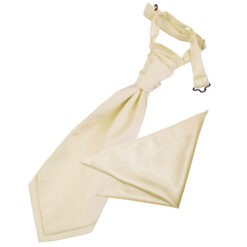 Champagne Plain Satin Wedding Cravat and Pocket Square Set Champagne Plain Satin Wedding Cravat and Pocket Square Set