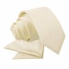 Champagne Plain Satin Tie and Pocket Square Set for Boys