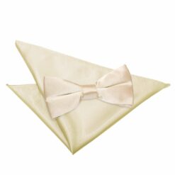 Champagne Plain Satin Bow Tie and Pocket Square Set Champagne Plain Satin Bow Tie and Pocket Square Set