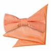 Coral Plain Satin Bow Tie and Pocket Square Set for Boys