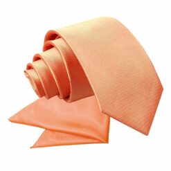 Coral Plain Satin Tie and Pocket Square Set for Boys Coral Plain Satin Tie and Pocket Square Set for Boys