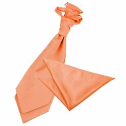 Coral Plain Satin Wedding Cravat and Pocket Square Set Coral Plain Satin Wedding Cravat and Pocket Square Set
