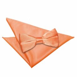 Coral Plain Satin Bow Tie and Pocket Square Set Coral Plain Satin Bow Tie and Pocket Square Set