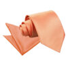 Coral Plain Satin Tie and Pocket Square Set