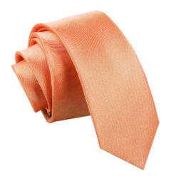 Coral Plain Satin Skinny Tie