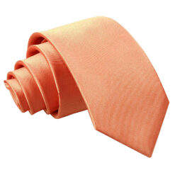Coral Plain Satin Slim Tie Coral Plain Satin Slim Tie