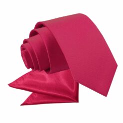 Crimson Red Plain Satin Tie and Pocket Square Set for Boys