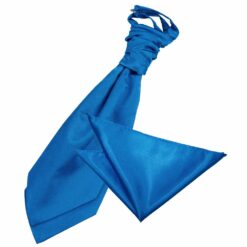 Electric Blue Plain Satin Wedding Cravat and Pocket Square Set Electric Blue Plain Satin Wedding Cravat and Pocket Square Set