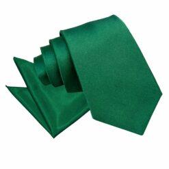 Emerald Green Plain Satin Tie and Pocket Square Set Emerald Green Plain Satin Tie and Pocket Square Set
