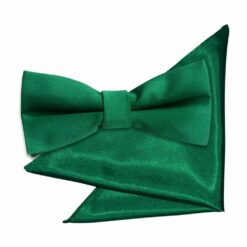 Emerald Green Plain Satin Bow Tie and Pocket Square Set for Boys Emerald Green Plain Satin Bow Tie and Pocket Square Set for Boys