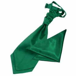 Emerald Green Plain Satin Wedding Cravat and Pocket Square Set for Boys Emerald Green Plain Satin Wedding Cravat and Pocket Square Set for Boys