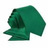 Emerald Green Plain Satin Tie and Pocket Square Set for Boys
