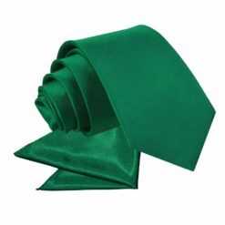 Emerald Green Plain Satin Tie and Pocket Square Set for Boys Emerald Green Plain Satin Tie and Pocket Square Set for Boys