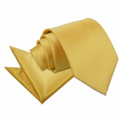 Gold Plain Satin Tie and Pocket Square Set Gold Plain Satin Tie and Pocket Square Set