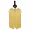 Gold Plain Satin Wedding Waistcoat and Tie Set