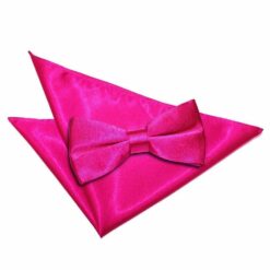 Hot Pink Plain Satin Bow Tie and Pocket Square Set Hot Pink Plain Satin Bow Tie and Pocket Square Set