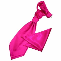 Hot Pink Plain Satin Wedding Cravat and Pocket Square Set for Boys Hot Pink Plain Satin Wedding Cravat and Pocket Square Set for Boys