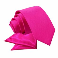 Hot Pink Plain Satin Tie and Pocket Square Set for Boys Hot Pink Plain Satin Tie and Pocket Square Set for Boys