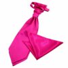 Hot Pink Plain Satin Wedding Cravat and Pocket Square Set