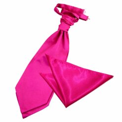 Hot Pink Plain Satin Wedding Cravat and Pocket Square Set Hot Pink Plain Satin Wedding Cravat and Pocket Square Set