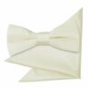 Ivory Plain Satin Bow Tie and Pocket Square Set for Boys