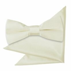 Ivory Plain Satin Bow Tie and Pocket Square Set for Boys Ivory Plain Satin Bow Tie and Pocket Square Set for Boys