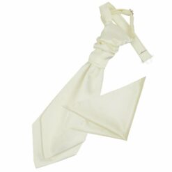 Ivory Plain Satin Wedding Cravat and Pocket Square Set for Boys Ivory Plain Satin Wedding Cravat and Pocket Square Set for Boys