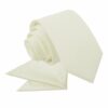 Ivory Plain Satin Tie and Pocket Square Set for Boys