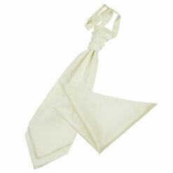 Ivory Plain Satin Wedding Cravat and Pocket Square Set Ivory Plain Satin Wedding Cravat and Pocket Square Set