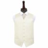 Ivory Plain Satin Wedding Waistcoat and Cravat Set