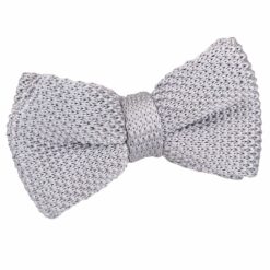 Silver Knitted Pre-Tied Bow Tie for Boys Silver Knitted Pre-Tied Bow Tie for Boys