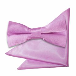 Lilac Plain Satin Bow Tie and Pocket Square Set for Boys Lilac Plain Satin Bow Tie and Pocket Square Set for Boys