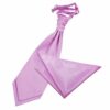 Lilac Plain Satin Wedding Cravat and Pocket Square Set