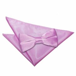 Lilac Plain Satin Bow Tie and Pocket Square Set Lilac Plain Satin Bow Tie and Pocket Square Set