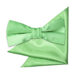 Lime Green Plain Satin Bow Tie and Pocket Square Set for Boys Lime Green Plain Satin Bow Tie and Pocket Square Set for Boys