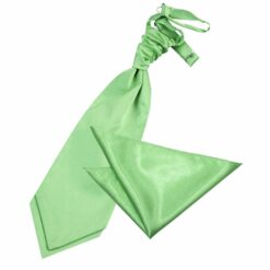 Lime Green Plain Satin Wedding Cravat and Pocket Square Set Lime Green Plain Satin Wedding Cravat and Pocket Square Set