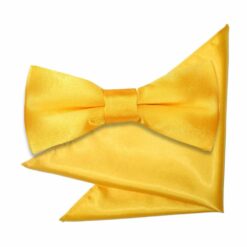 Marigold Plain Satin Bow Tie and Pocket Square Set for Boys Marigold Plain Satin Bow Tie and Pocket Square Set for Boys
