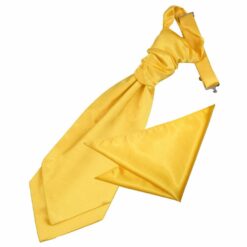 Marigold Plain Satin Wedding Cravat and Pocket Square Set for Boys