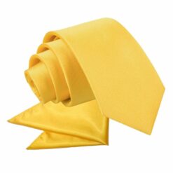 Marigold Plain Satin Tie and Pocket Square Set for Boys Marigold Plain Satin Tie and Pocket Square Set for Boys