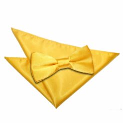 Marigold Plain Satin Bow Tie and Pocket Square Set Marigold Plain Satin Bow Tie and Pocket Square Set