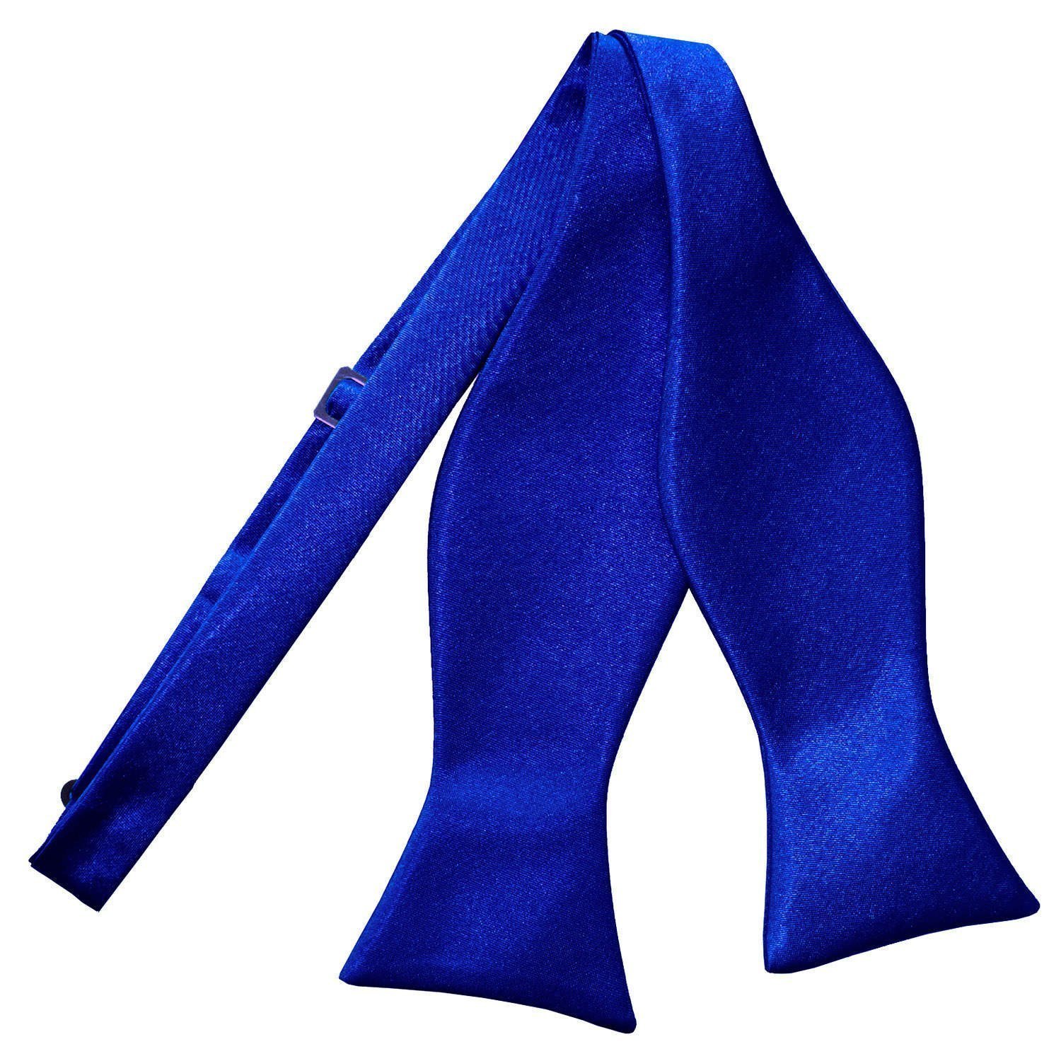 Men's Plain Royal Blue Satin Self-Tie Bow Tie