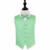 Mint Green Plain Satin Wedding Waistcoat and Bow Tie Set for Boys